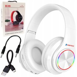 Słuchawki bezprzewodowe Bluetooth mikrofon nauszne białe NOBITECH B39-W