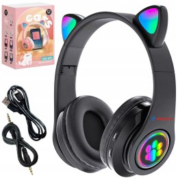 Słuchawki dla dzieci kocie uszy nauszne BT LED RGB NOBITECH B39C-B