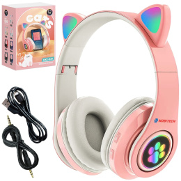 Słuchawki dla dzieci kocie uszy nauszne BT LED RGB NOBITECH B39C-R