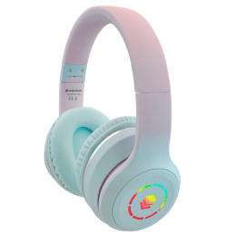 Słuchawki bezprzewodowe Bluetooth mikrofon nauszne różowo-niebieskie NOBITECH BH100